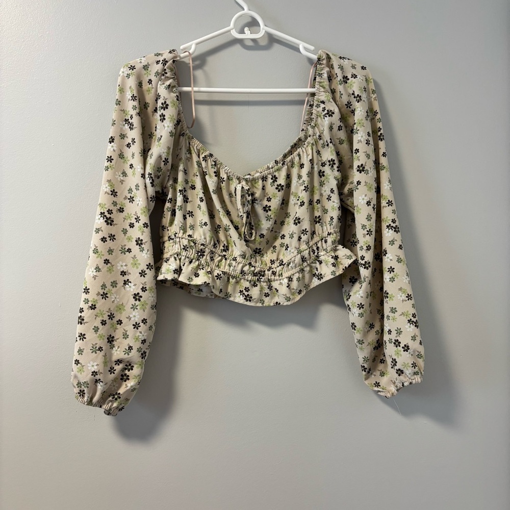 Ardene Beige Floral Blouse Medium